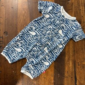 Magnetic Me Blue and White Baby Romper